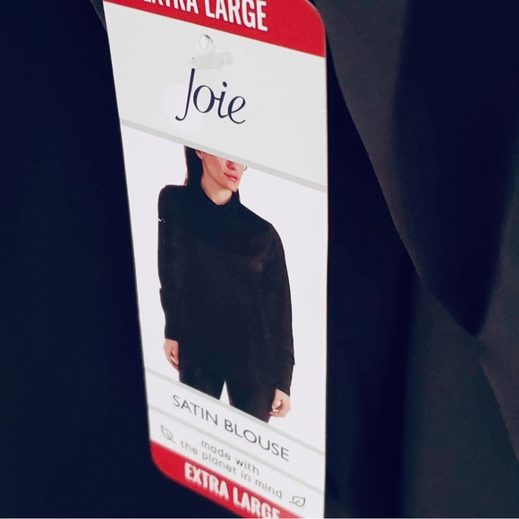 Joie Satin Buttoned Blouse Black XL - Picture 9 of 9